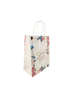 BOLSA KRAFT PARA REGALOS "FK" FANTASIA 120GR./M2.PQ.20PZ.21X11X27CM.ROSAS/THANK YOU