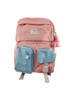MORRAL ESCOLAR 'FK' ERGONOMICO/IMPERMEABLE/REFLECTIVO EP.1pz.44x31x13cm.PASTEL-ROSA-AZUL
