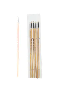 PINCEL SINTETICO `SA` REDONDO PREMIUM GOLD # 1 PQ.12pz.MANGO LARGO NEGRO+NATURAL BARNIZ