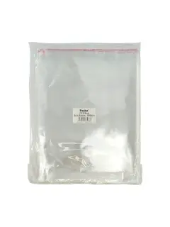 BOLSA PLASTICA (PPO) CRISTAL FK 26X32CM.C/SOLAPA AUTOADHESIVA PQ.100PZ.SIN FUELLE