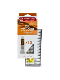 SET PINTURAS ESCUELA AL OLEO "RG" BL.12PZ.X10CC.C/U.COL.SURT.EN TUBOS