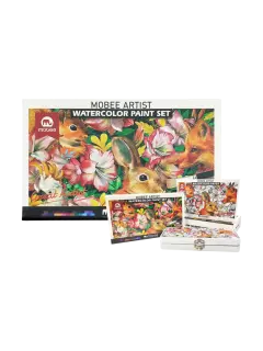 PINTURAS SET PROFESIONAL ACUARELA `MB` ET.50pz.x5cc.C/U.COL.SURT.EN PASTILLAS + PINCELES/ACC.