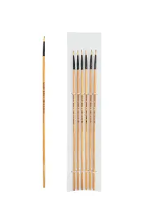 PINCEL SINTETICO `SA` REDONDO PREMIUM GOLD # 2 PQ.12pz.MANGO LARGO NEGRO+NATURAL BARNIZ