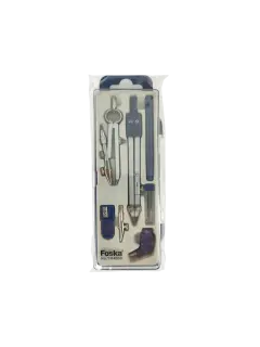 COMPAS ESCOLAR "FK" T/UNIVERSAL C/BIGOTERA+ADAPT.+TIRAL.MINAS CJ.1JG.METALICO C/ESTUCHE