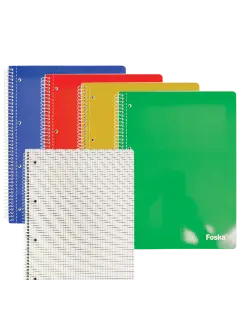 CUADERNO ESPIRAL 1 MATERIA 21X30CM.PQ.6PZ.70HJ.70GR.HOJA A4 DESPRENDIBLE COL SURT.CUADRICULADO