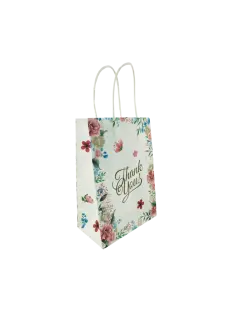 BOLSA KRAFT PARA REGALOS "FK" FANTASIA 120GR./M2.PQ.20PZ.15X8X21CM.ROSAS/THANK YOU