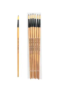 PINCEL SINTETICO `SA` REDONDO PREMIUM GOLD #10 PQ.12pz.MANGO LARGO NEGRO+NATURAL BARNIZ