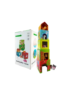 JUEGO DIDACTICO 'KC' GRANJA C/GRANEROS Y ANIMALES P/1 AÑO O +.JG.1kt.10pz.MDF/CARTON