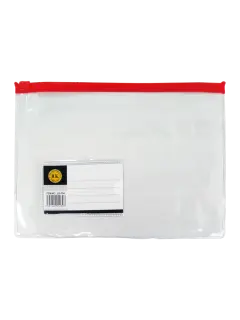 SOBRE PLASTICO (PPO) `OK` 1/2 OFICIO PQ.10pz.C/CIERRE 23x17cm.COL.SURT.