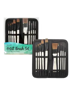 SET PINCELES ARTISTA PONY "SA" VARIOS FORMATOS ET.10PZ.SURT.MANGO CORTO C/BROCHAS/ETC.