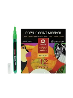 MARCADOR P/DISENO `MB` BASE AGUA PUNTA-PRESION FINA 2,00mm.ST.12pz.COL.SURT.