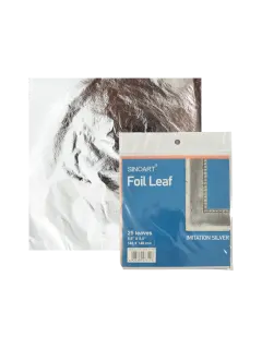 LAMINA A LA HOJA 'SA' PQ.25hj.14x14cm.PAN DE PLATA P/MARQUETERIA/RESINAS/UÑAS/MUEBLES
