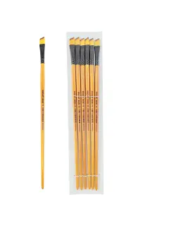 PINCEL SINTETICO `SA` ANGULAR PLANO GOLD #10 PQ.12pz.MANGO LARGO NEGRO/NATURAL BARNIZ.