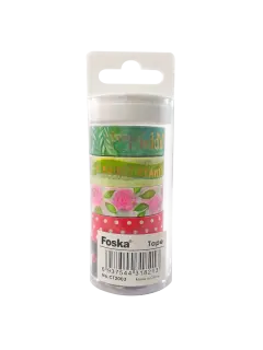 CINTA DECORATIVA PAPEL ADHESIVO "FK" PQ.5RO.15MM.X5M.C/U.(5/8"X5,5YD.)MULTICOLOR FANTASIA