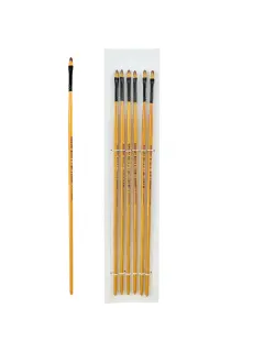 PINCEL SINTETICO `SA` LENGUA DE GATO PLANO GOLD # 2 PQ.12pz.MANGO LARGO NEGR.+NATUR.BARN.