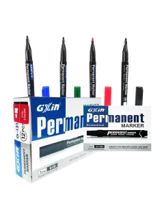 MARCADOR PERMANENTE `GX` DELGADO PUNTA FINA 3,0mm. CJ.12pz.xGAMA 4 COL.