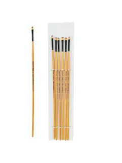 PINCEL SINTETICO `SA` PLANO MEDIO GOLD # 2 PQ.12pz.MANGO LARGO NEGRO+NATURAL BARNIZADO