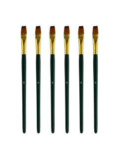 PINCEL SINTETIC `CS` PLANO MEDIO ORO # 8 PQ.6pz.MANGO CORTO VERDE/AZUL