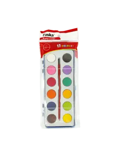 PINTURAS SET ESCUELA ACUARELA `FK` ET.12pz.x5cc.C/U.COL.SURT.EN PASTILLAS/NO TOXICA