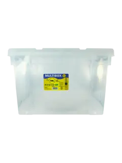CAJA PLASTICA (PP) TRANSPARENTE OK 55 LITROS 51x38x33cm.EP.1pz./REFORZADA C/TAPA+ASA