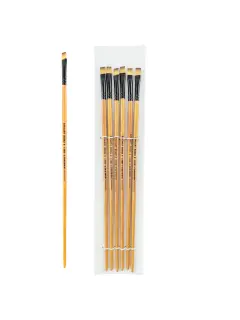 PINCEL SINTETICO `SA` PLANO MEDIO GOLD # 6 PQ.12pz.MANGO LARGO NEGRO+NATURAL BARNIZADO