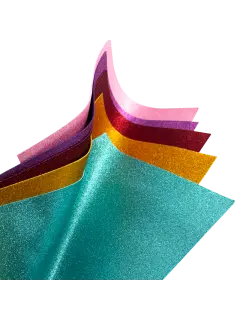 FOAMY (EVA) ESTAMPADO ESCARCHADO `OK` GLITTER COLOR PQ.10PZ.30X40CM