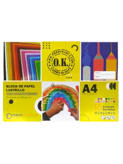 BLOCK LUSTRILLO GLASE `OK` 90gr.PQ.12pz.x24hj.297x210mm.SURT.16 COLORES