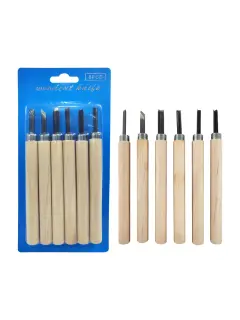 GUBIAS P/TALLAR MADERA SA ACERO MGO.MADERA BL.6PZ.SURT.LARGO 14CM.T/SCHOOL