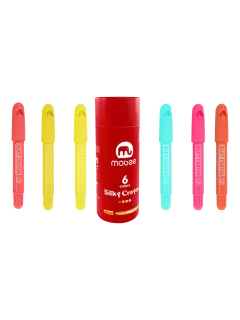 CREYONES SINTETICOS MB CJ.1st.6 COL.SILLKY-ACUARELABLE RETRACTIL LARGO 130mm.