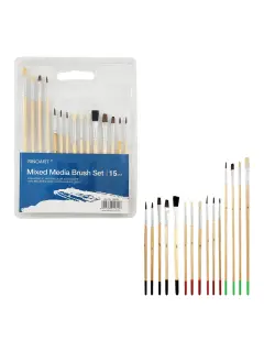 SET PINCELES ARTISTA PONY "SA" VARIOS FORMATOS ET.15PZ.SURT.MANGOS MIXTOS VARIOS PELOS