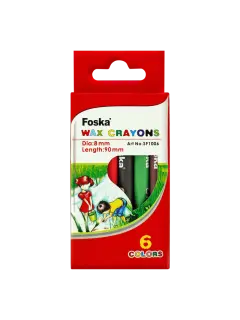 CREYONES DE CERA `FK` CJ.6pz. COLORES FINOS DIAM.8mm.xLARGO 90mm.