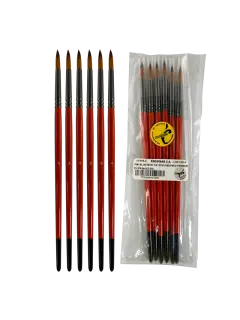 PINCEL SINTETIC `CS` REDONDO PREMIUM ORO # 4 PQ.6pz.MANGO CORTO ROJO