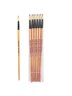 PINCEL SINTETICO `SA` REDONDO PREMIUM GOLD #12 PQ.12pz.MANGO LARGO NEGRO+NATURAL BARNIZ