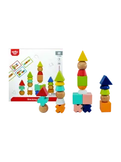 JUEGO DIDACTICO 'KC' FORMAS Y CUERPOS APILABLES P/3 AÑOS O +.JG.1kt.36pz.MADERA/CARTON