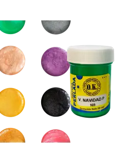 PINTURA AL FRIO 'OK' PERLADA BASE AGUA CJ.6pz.x22cc.C/U.xGAMA 12 COL.