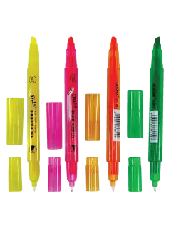 MARCADOR RESALTADOR `GX` DOBLE PUNTA FINA+CINCEL CJ.6pz.xGAMA 6 COL.