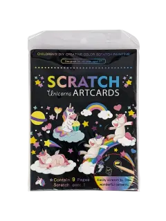 BLOCK CARTILLA T/PIZARRA MAGICA P/RASPAR TEMA BABY UNICORNIO 14X19CM.PQ.1ST.C/9HJ.+1 PIN C/U.