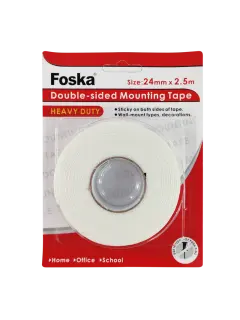 CINTA DOBLE CARA (TPU) `FK` RO.25mm.x2,5m.(1"x2,75yd.) BL.1pz.FOAM BLANCA