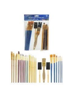 SET PINCELES ARTISTA SINTETICO "SA" VARIOS FORMATOS ET.25PZ.SURT.MANGO CORTO C/BROCHAS/ETC.