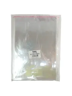 BOLSA PLASTICA (PPO) CRISTAL FK 22X34CM.C/SOLAPA AUTOADHESIVA PQ.100PZ.SIN FUELLE