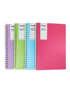 NOTE-BOOK NOTAS PERSONAL FK C/ESPIRAL/TAPA PLASTIFLEX PQ.4PZ. B5 25X18CM.60HJ.