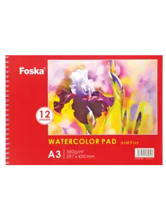 BLOCK ARTISTA PINT.ACUARELA `FK` 300gr.12hj.30x42cm.PQ.1pz.WATERCOLOR TEXT.GRUESA/ESPIRAL