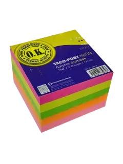 BLOCK TACO-POST OK BOND 75gr.MULTICOLOR 7x7cm.500hj.PQ.3pz.TONOS NEON