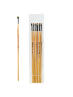 PINCEL SINTETICO `SA` ANGULAR PLANO GOLD # 2 PQ.12pz.MANGO LARGO NEGRO/NATURAL BARNIZ.