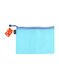 CARTUCHERA T/SOBRE MALLA `FK` PQ.12pz.1/2 OF.23x17cm.C/CIERRE/COL.SURT.TONALIZADO