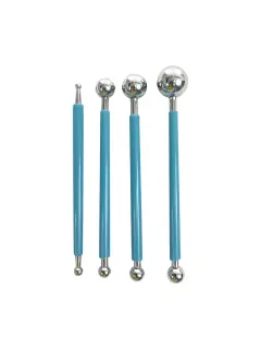 SET HERRAM.P/CERAMISTAS "SA" MIX.BOLILLOS ACERO INOX.MGO.JG.4PZ.P/TELA/FLORAL/PAPEL/COBRE