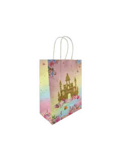 BOLSA KRAFT PARA REGALOS "FK" FANTASIA 120GR./M2.PQ.20PZ.21X11X27CM.PRINCESAS/MARIPOSAS/COPOS DE NIEVE