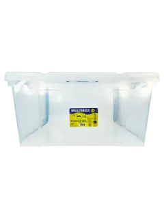 CAJA PLASTICA (PP) TRANSPARENTE OK 80 LITROS 64x44x31cm.EP.1pz./REFORZADA C/TAPA+ASA