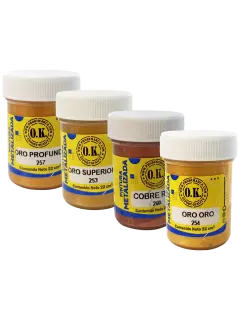 PINTURA AL FRIO 'OK' METALIZADA BASE AGUA CJ.6pz.x22cc.C/U.xGAMA 6 COL.