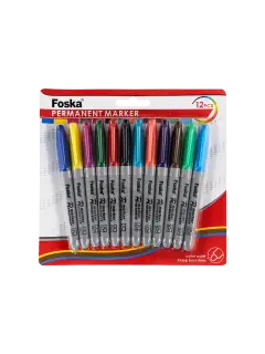 MARCADOR PERMANENTE INDELEBLE DELGADO PUNTA FINA T/CONO 3,0MM. BL.12PZ.COL.SURT.C/CLIP